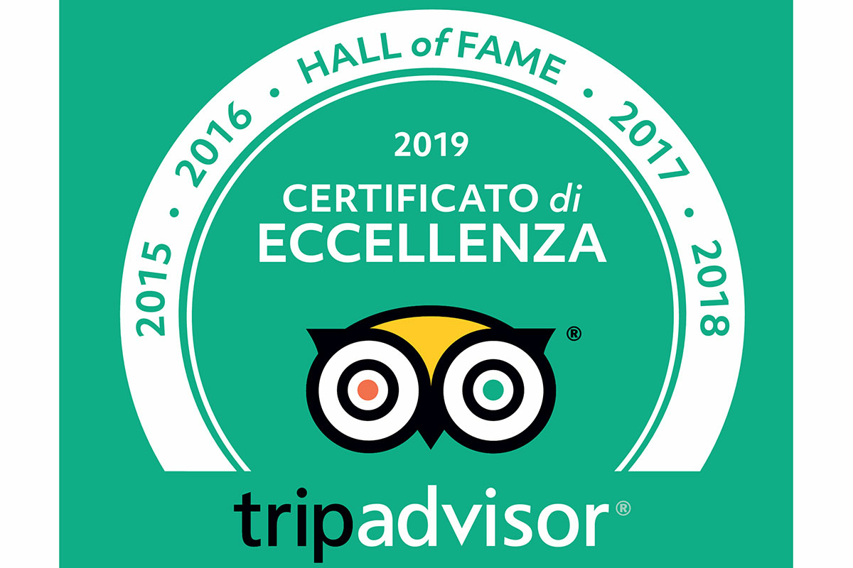 Certificato di Eccellenza Tripadvisor 2019 e Hall of Fame